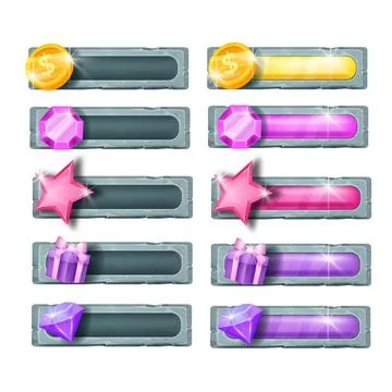 Game progress bar vector slider illustration set, user interface energy イラスト素材