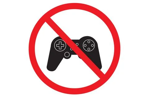 Game is prohibited icon on white background. no gaming sign. flat style. Stock Illustration