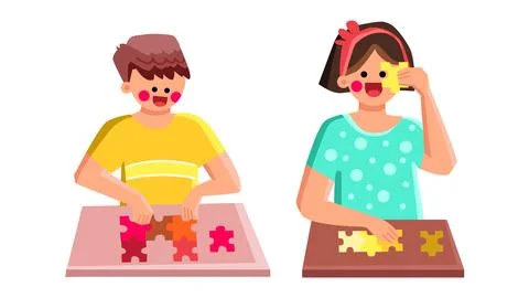 Game puzzle kid vector Illustrazione stock