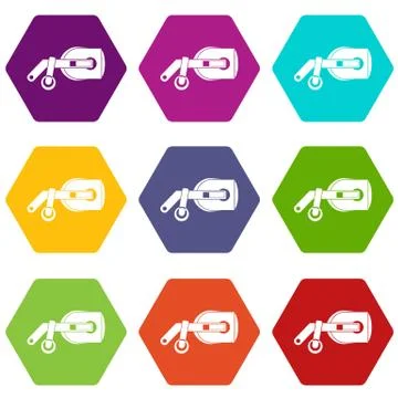 Game reality glasses icon set color hexahedron 库存插图