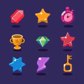 Game resources icons Stock Illustration