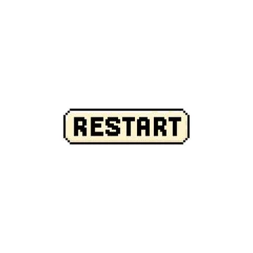 Game restart button, 8 bit vector Retro pixel illustration. Stock Illustration