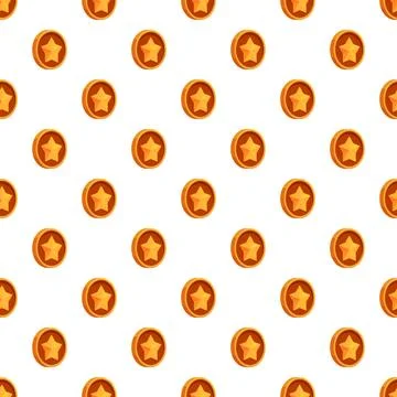 Game reward coins repeating pattern with stars Illustrazione stock