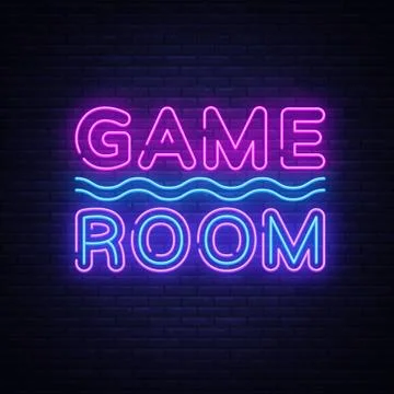 Game Room Neon Text Vector. Gaming neon sign, design template, modern trend Stock Illustration