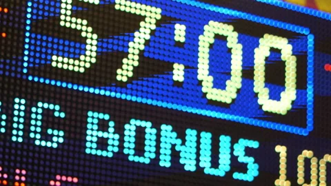 Game score Led display in 4K Slow motion 60fps Stock Footage 128105026