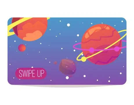 Game screensaver outer space background with planets, flat vector illustration. Illustrazione stock