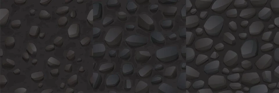 Game seamless patterns with stone and rock texture Stock Illustration