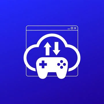 Game server icon, gamepad and cloud vector Stock Illustration