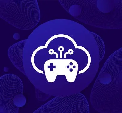 Game server icon with a gamepad, cloud gaming vector Stock Illustration