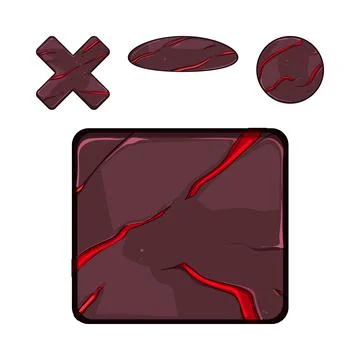 Game set buttons volcano magma texture design Illustrazione stock