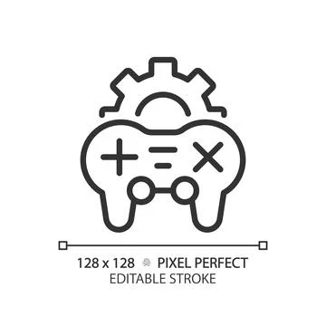 Game settings pixel perfect linear icon Illustrazione stock
