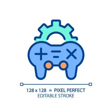 Game settings pixel perfect RGB color icon Stock Illustration
