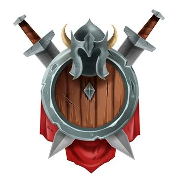 Game shield badge vector award icon, knight battle achievement trophy Stock-Illustration