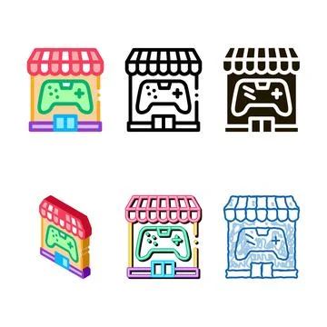Game shop icon designs vector outline Stock Illustration