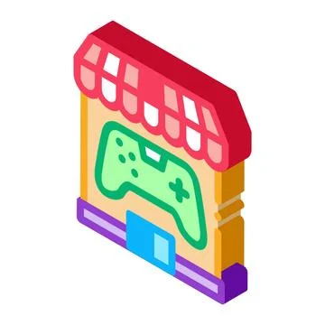 Game shop isometric icon vector illustration color Stock Illustration