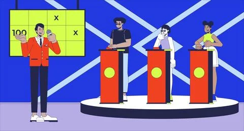 Game show on TV flat illustration Stock Illustration