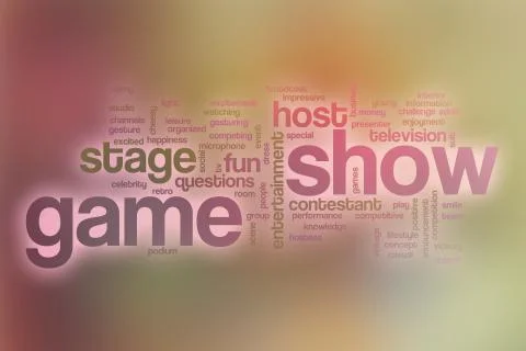 Game show word cloud with abstract background Stock Illustration