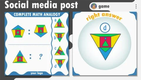 Game social media post  shape analogy Stock Illustration