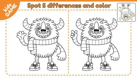 Game spot differences and color cartoon monster-2 Stock Illustration