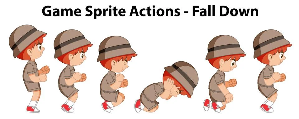 Game sprite actions - fall down 스톡 일러스트