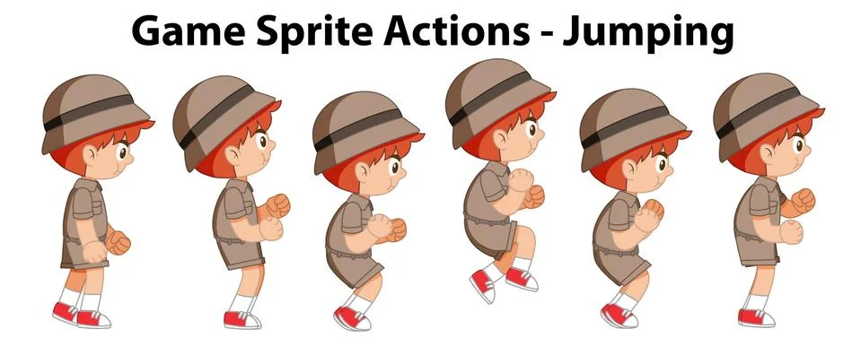 Game sprite actions - jumping Illustrazione stock