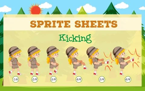 Game sprite sheets kicking イラスト素材