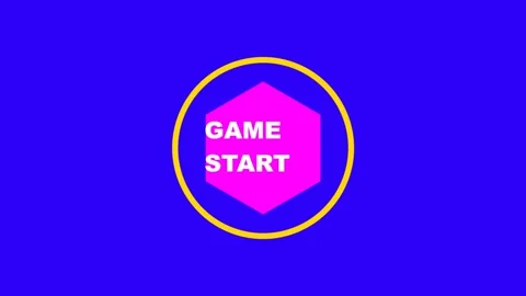 Game start button on blue background. Stock Footage 337047127
