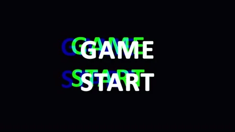 Game Start text animation with glitch effect and chromatic aberration in ci.. Stock Footage 344036787