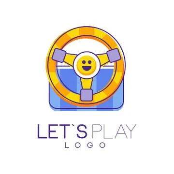 Game steering wheel. Electronic gadget. Gaming controller emblem in linear style Illustrazione stock