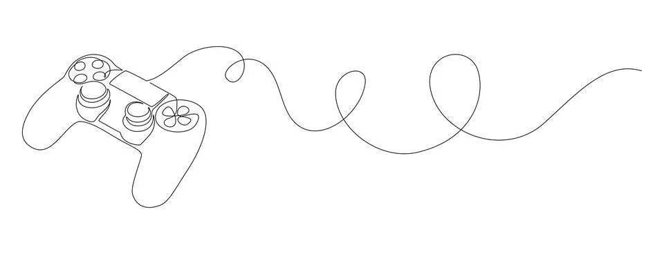 Game stick in one continuous line drawing. Joystick to play the video game and Stock Illustration