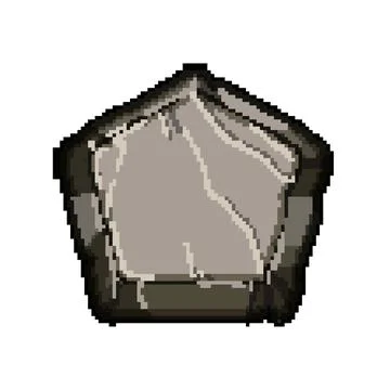Game stone button pixel art vector illustration Stock Illustration