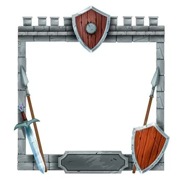 Game stone UI frame, vector medieval castle interface element Stock Illustration