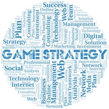 Game Strategy word cloud create with text only. Stock Illustration