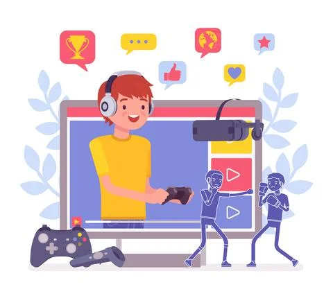 Game streamer boy Stock Illustration