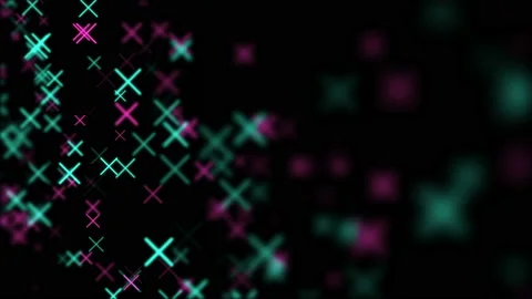 Game style motion background. Cross glowing neon particles. Vidéo 112369423