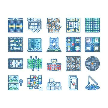 Game table play board icons hand drawn Stock Illustration