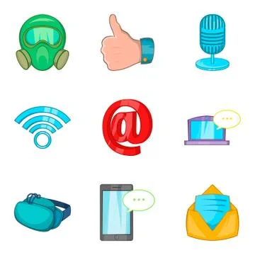 Game tech icons set, cartoon style Stock Illustration