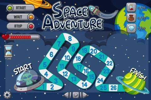 Game template with alien flying UFO 스톡 일러스트