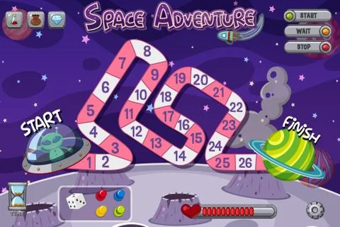 Game template with alien in spaceship Stock Illustration