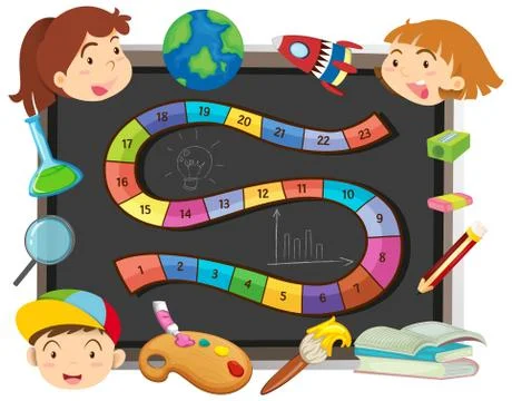 Game template with children and school objects イラスト素材