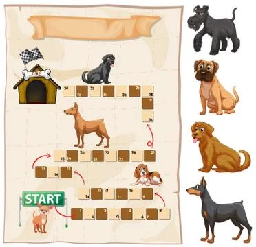 Game template with dogs in background Stock Illustration