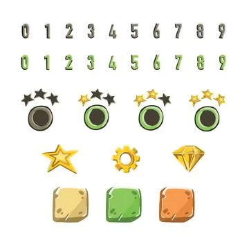 Game template with elements of game objects set illustration Stock Illustration