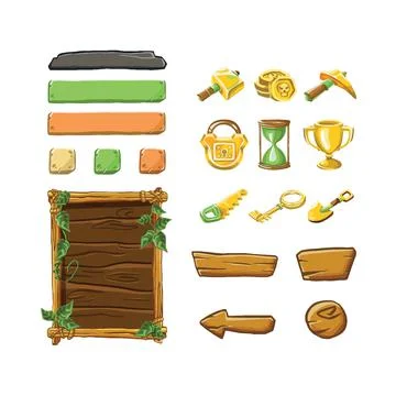 Game template with elements of game objects set illustration イラスト素材
