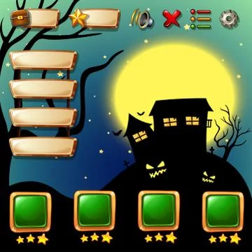 Game template with halloween background Illustrazione stock