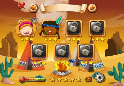 Game template with indians in background Stock Illustration