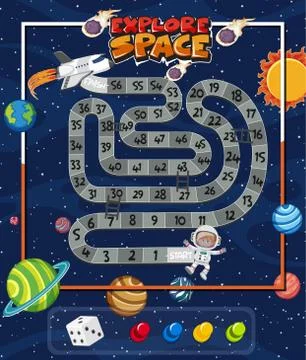 Game template with many planets in the space background Stock Illustration