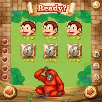 Game template with monkey background Stock Illustration