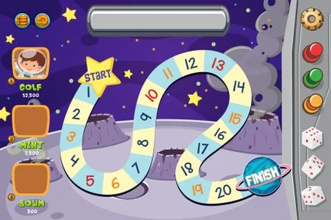 Game template with moon surface background Stock Illustration