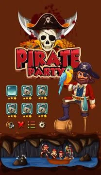 Game template with pirate theme background 스톡 일러스트