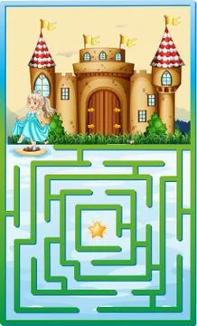 Game template with princess and castle Illustrazione stock